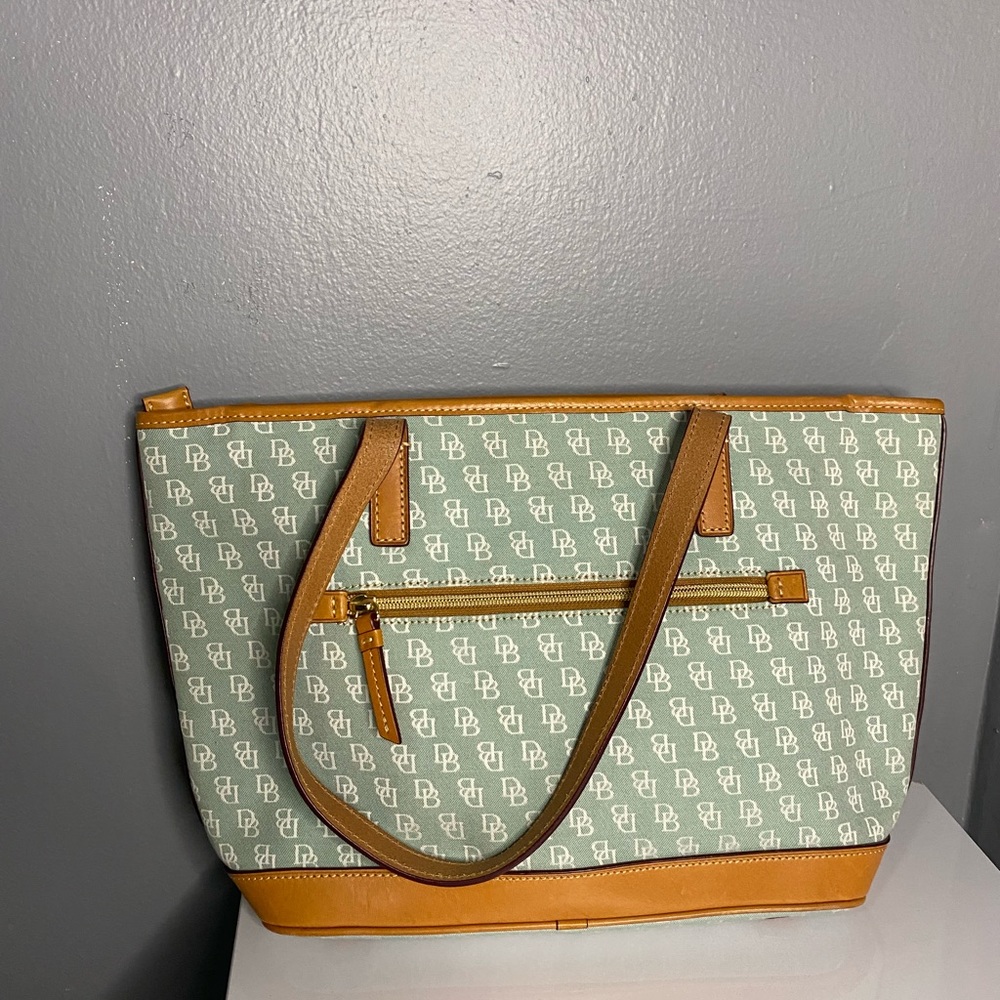 Blue and brown purse
